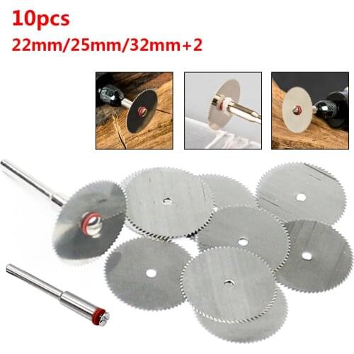 10PCS/SET Wood Saw Blade Disc + 2 x Rod Dremel Rotary Cutting Tool 22/25/32mm