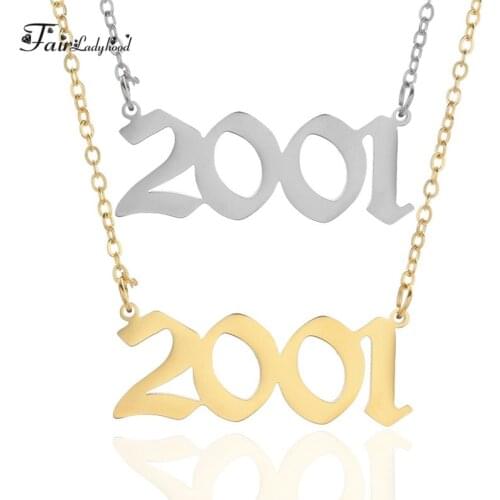 FairLadyHood Personalized Old English Number Necklaces Women Men Custom Jewelry Year 1991 1992 1993 1994 1995 Birthday Gift