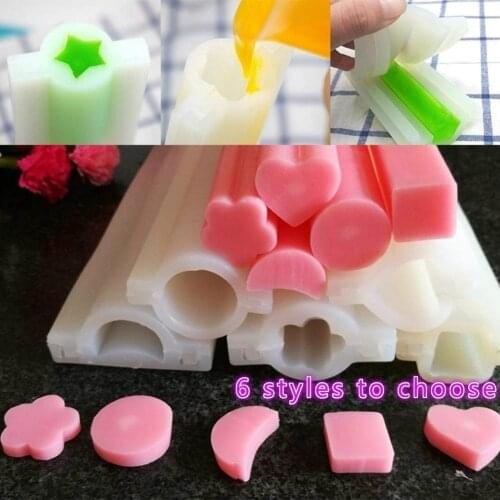 1PC Pipe Mould Long Silicone Tube Mold Heart/Round/Star/Square/Flower/Moon Shaped Soap Mold Diy Soap 3D Candle Mold