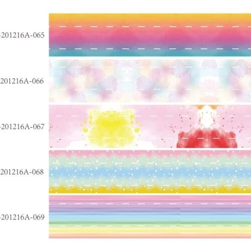 50 yards/lot) New style 25mm 38mm 75mm rainbow ombre printed grosgrain hair bows ribbon