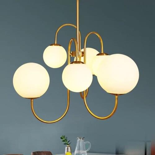 Living room simple post-modern dining room magic bean chandelier lamp personality creative bedroom warm milky white ball golden