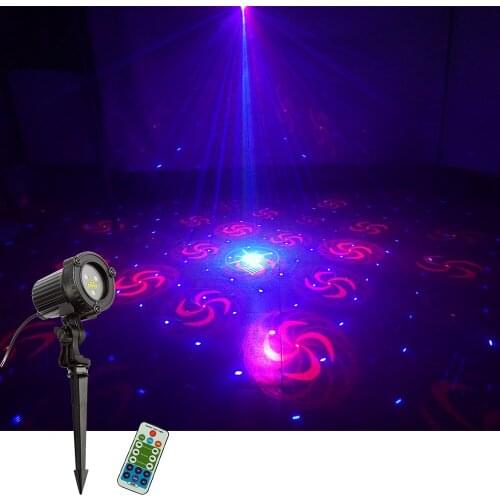 Sharelife Waterproof Mini 32 RGB Gobos Outdoor Landscape Laser Light Garden Home Yard Tree Christmas Remote Projector Lighting