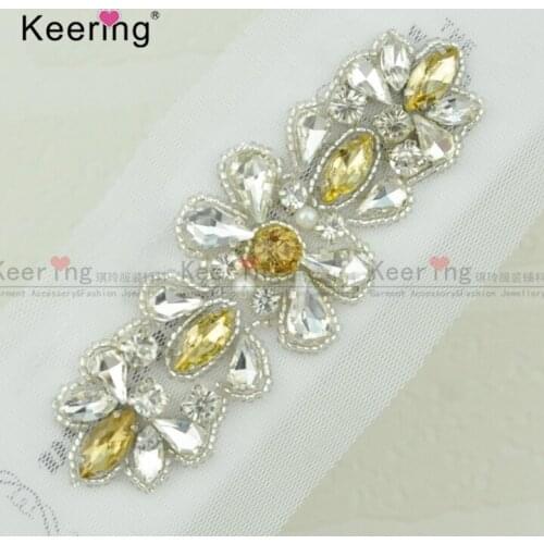 Fashion Pretty Sparkling Crystal Rhinestone Applique For Bridal Sash WRA-930