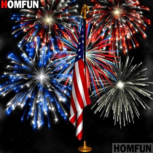 HOMFUN Full Square/Round Drill 5D DIY Diamond Painting "Flag fireworks" 3D Embroidery Cross Stitch 5D Home Decor A14138