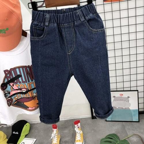 Boys Spring and Autumn New Elastic Casual Denim Pants Childrens Denim Trousers 2-7 Years Old Baby Solid Jeans Kids Denim Pants