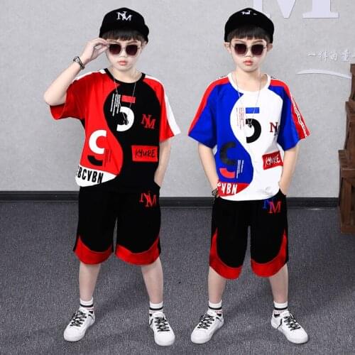 4-14 Years Summer Boy Clothing Set 2021 New Fashion Casual Active T-shirt+ Pant Kid Children Boy Teenager Clothing