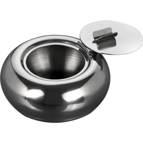 Hot Stainless Steel Drum Shape Ashtray Cigarette Cigar Smoking Smoke Ash Tray Silver
