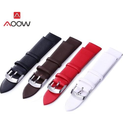 14mm 16mm 18mm 20mm 22mm Soft Leather Strap Pin Buckle Men Women Replacement Band Bracelet Watch Accessories Black Brown