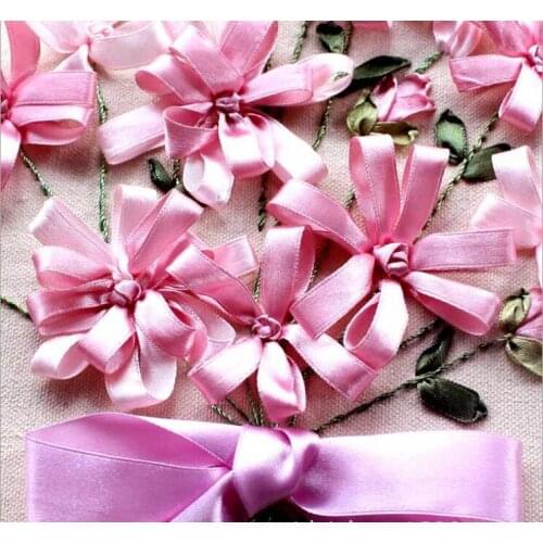 Needlework,Chinese DIY Ribbon Cross stitch Sets for Embroidery kit,beautiful Purple flowers Cross-Stitch handwork wall decor