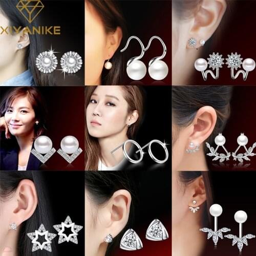 XIYANIKE 925 Sterling Silver Irregular Peal Micro-inlaid Zircon Stud Earrings Women Sweet Tenmerament Wedding Jewelry Customized