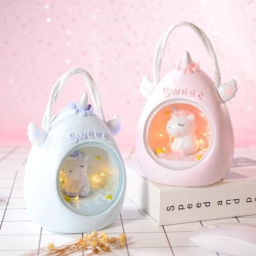 LED Button Battery Cartoon Unicorn Night Light Baby Nursery Lamps Table Decorative Light Children Kids Toys Birthday Xmas Gift