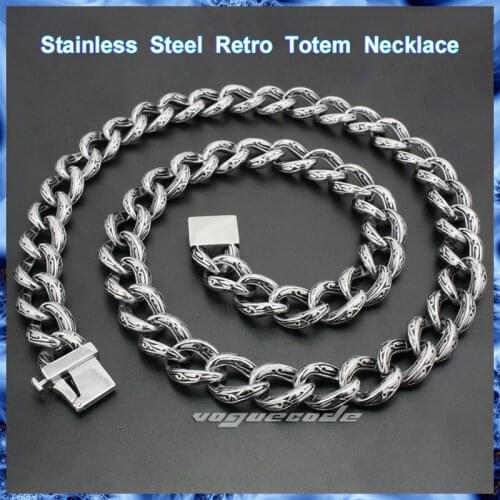 Punk Retro Fashion 316L Stainless Steel Totem Necklace Cool Mens Biker Tribal Tattoo Chain 5C16NVC 18"~36"