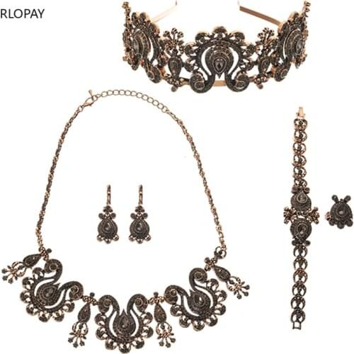 Turkish Women Jewelry Sets Antique Ethiopian Jewelry Earring Ring Necklace Set Fashion Jewelry Womens Accessories