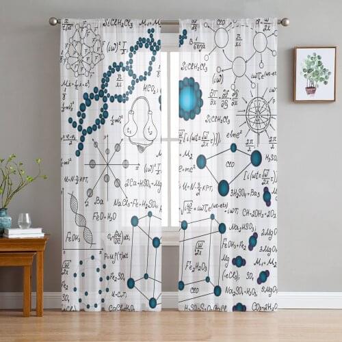 Youth Bedroom Sheer Curtains Chemistry Analysis Kitchen Study Hanging Curtains Living Room Holiday Decor Tulle Curtains