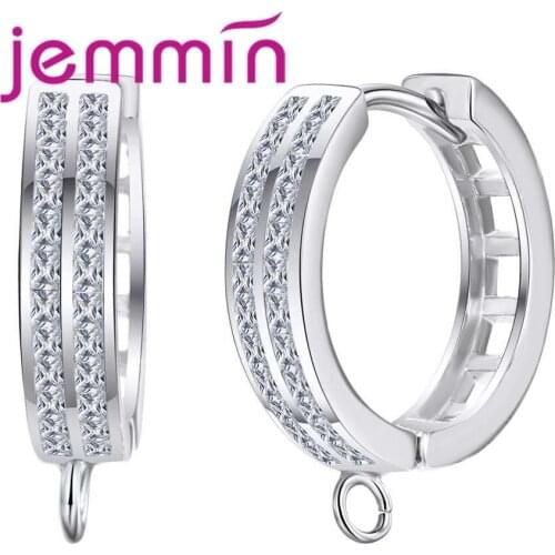 Women Female Earrings Hoop Fashionable 925 Sterling Silver Sparking Crystal Cubic Zirconia Jewelry Present Accessories