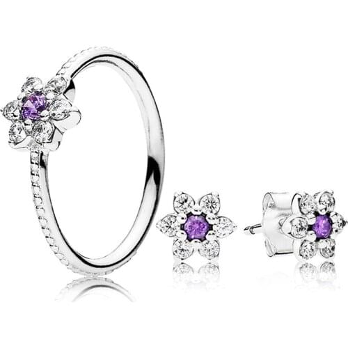 Kakany 2020 New High Quality 100% 925 Sterling Silver Original Forget-me-not Earrings Ring Women Fashion Exquisite Gift Set
