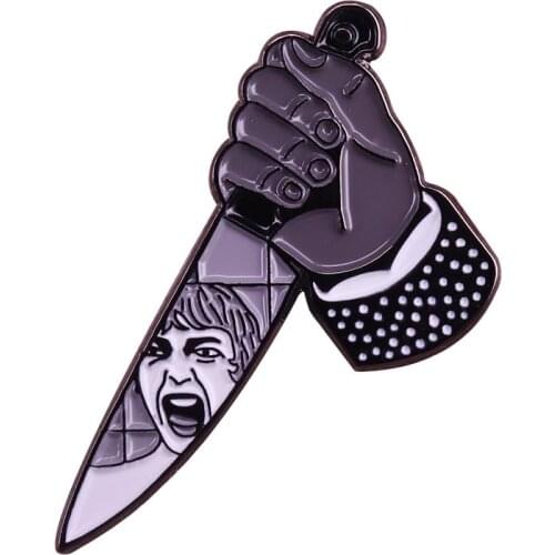 Psycho lapel pin Alfred Hitchcocks classic shower scene badge Marion stabs scream brooch horror classic addition