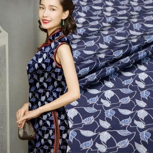1 Meter Silk Stretch Satin Fabric Mulberry Cheongsam Clothing Digital Printing