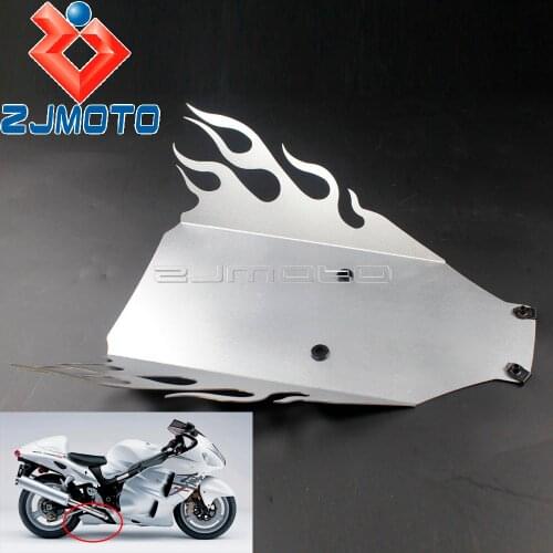 1x Motorcycle Aluminum Lower Belly Pan Custom For Suzuki Hayabusa GSX1300R GSX 1300R 1999-2007 Silver Fire Flame Under Wing