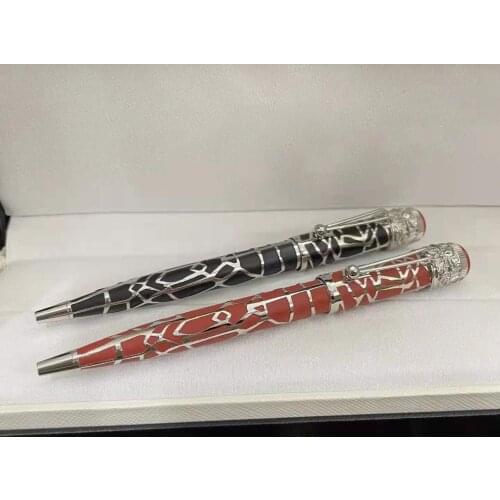 2021 Luxury MB Spider Web Pattern Barrel Metal Black Red Rollerball Pens