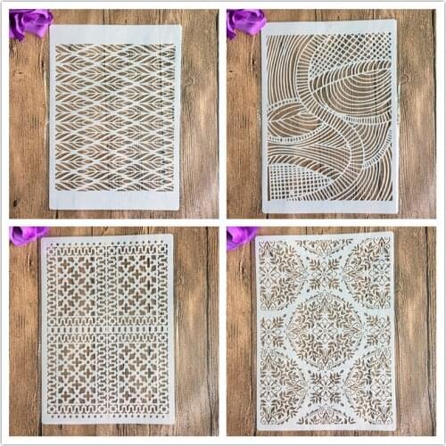 4pcs/set A4 geometry Mandala Stencils Painting Coloring Embossing Scrapbook Album Decorative Template cake stencil crafts books