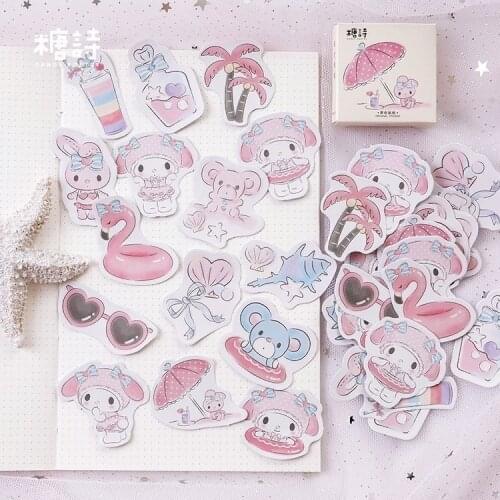 45PCS/box New Cute Seaside Holiday Paper Lable Sealing Stickers Crafts Scrapbooking Decorative Lifelog DIY Stationery Sticker