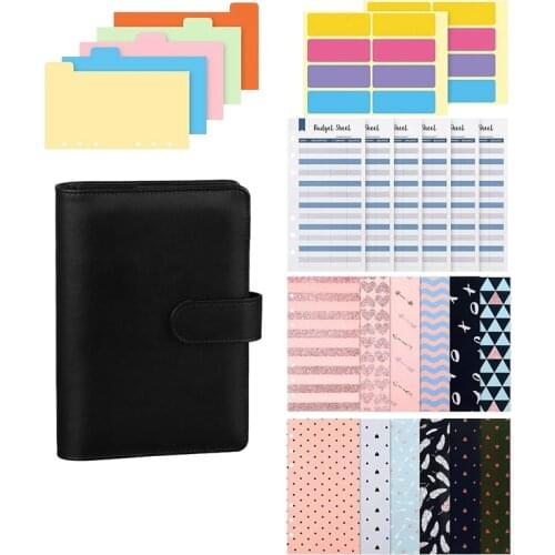 A6 PU Leather Notebook Binder Budget Planner Organizer Colorful Waterproof Cash Envelopes Expense Budget Sheets