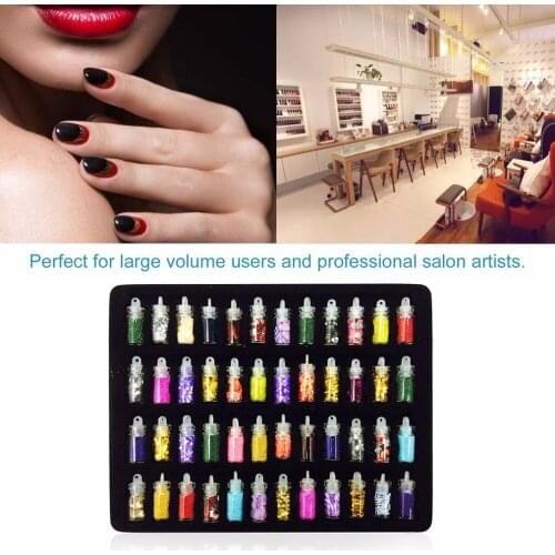 48 Bottles/Set Nail Art Sequins Glitter Powder Manicure Decoral Tips Polish Nail Stickers Mixed Design Case Set