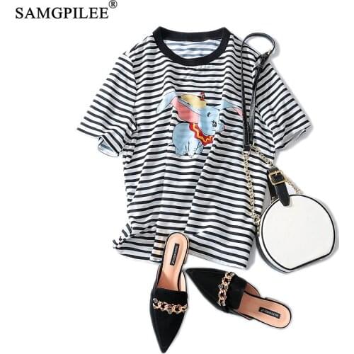 Women T-shirts 2020 Casual Tshirt Oversize Women Chiffon Sort Striped O-neck Women Fashion T-shirts Brand Woman T-shirty Damskie