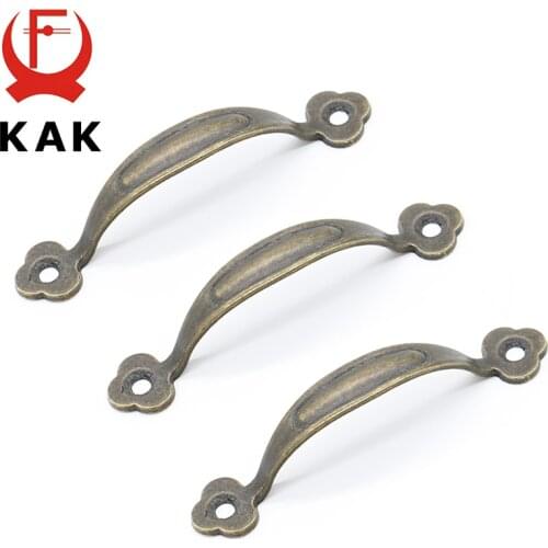 KAK 10pcs Vintage Bronze Cabinet Handles Antique Bronze Drawer Pulls Wooden Box Handle Jewelry Storage Box Furniture Handle 80mm