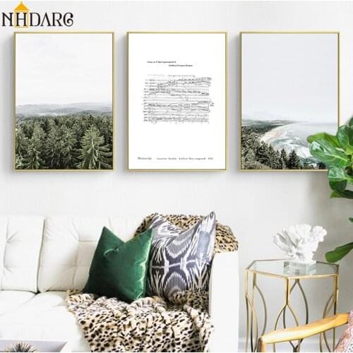 Nordic Scandinavian Chopin Music Forest Shoreline Canvas Art Print Painting Poster Wall Pictures For Living Room Home Decor