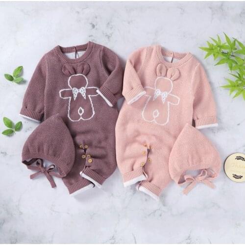 Autumn Baby Girls Boy Clothing Set Newborn Girl Cotton Jumpsuit Cartoon Pattern Infant Long Sleeve Hat Romper Clothes Set