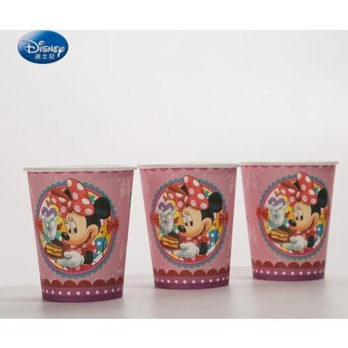 Beautiful Party Supplies Minnie Mouse Theme Disposable One-off Paper Cups Party Decoration Wedding Decoration 6pcs/lot