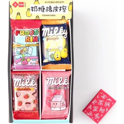 1PC Kawaii Milky Rubber Milk Candy Pineapple Eraser School Office Supply Drawing Writing Correction Student Stationery