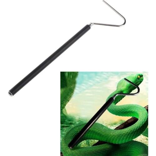 Foldable Snake Catcher Stainless Steel Snake Trap Black Adjustable Long Handle Catching Tools Trap Tong Snake Hook