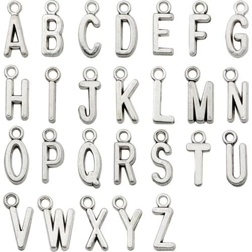Mix 130pcs of Antique Silver ABC Letter/Alphabet Letter"A-Z" Charms Pendant for Personalization DIY Necklace Bracelet Making