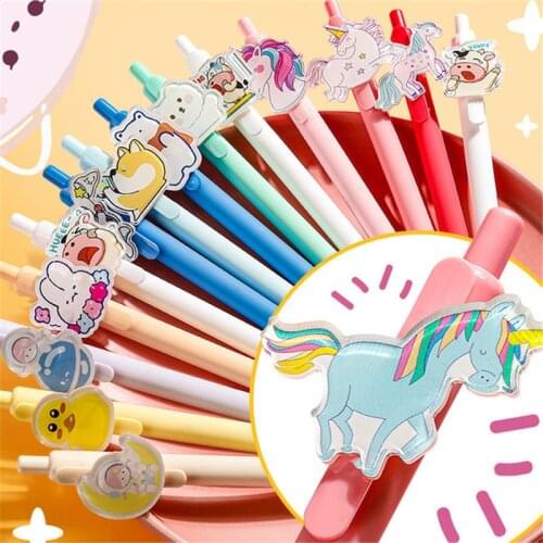 Kawaii Unicorn Ballpoint Pens Cute Cartoon Retractable 0.5mm Gel Pens For Student Writing Pens Stationary School Office Supplies