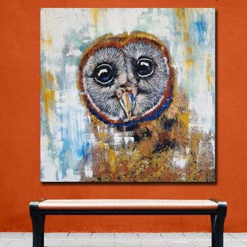 Fashion Pop Art Oil Painting Wall Art Picture Tyto Animal Printed Canvas Painting For Living Room Home Decor Unframed