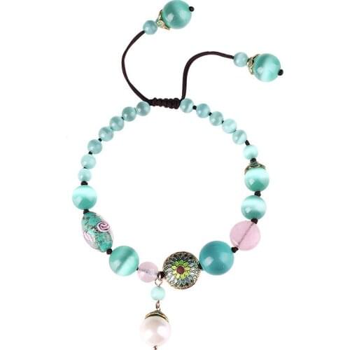 Fashion Multicolor Beads Charms Anklets Adjustable Rope Beaded Emo Jewellery Drop Beads Anklets Women Girls Ethnic Style Gifts