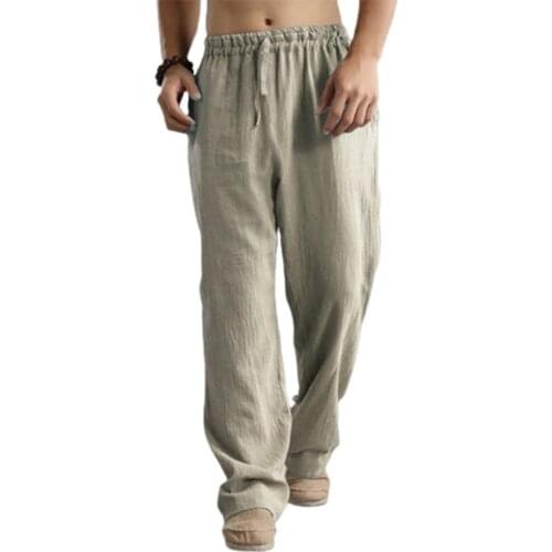 Men Pants Loose Solid Color Wide Leg Casual Men Drawstring Loose Trousers Slacks Streetwear Casual Pants Summer 2021