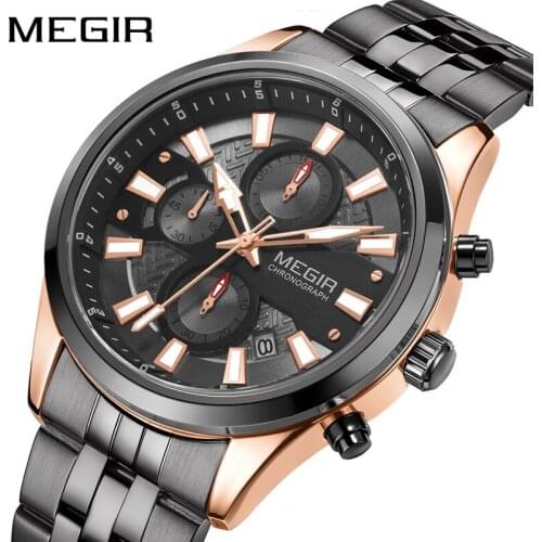 Relojes Hombre 2020 MEGIR Watches Men Luxury Brand Chronograph Male Sport Watches Waterproof Stainless Steel Quartz Men Watch