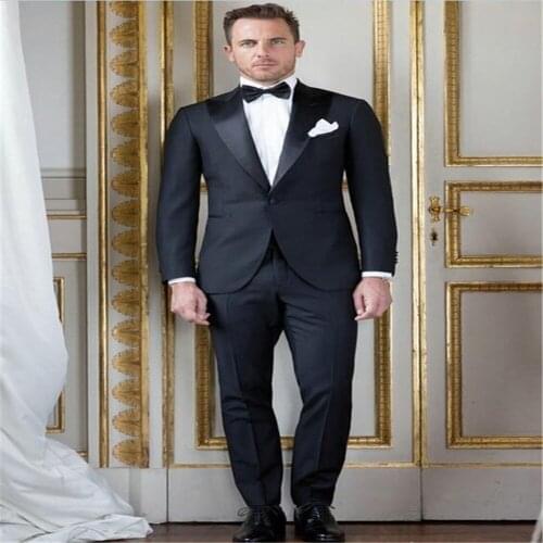 Black Formal men Blazers Male Suit Set Men Suit Latest Coat Pant Design Mens Suits With Pants Wedding Groom Suit+Trousers+Tie