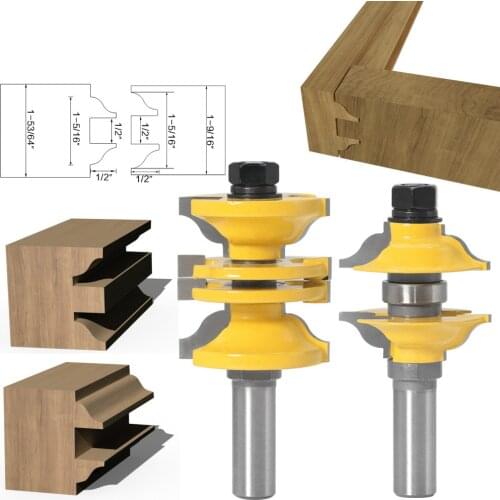12MM Shank Door Frame Milling Cutter Sets Cupboard Door Router Bits for Wood Working Wooden Tools Adjustable