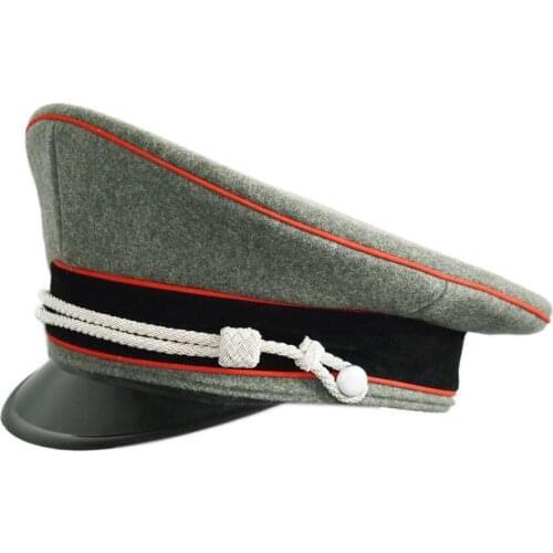 WW2 GERMAN ELITE OFFICER BRIMMED HAT CAP COLLECTIBLES WOOLEN SILVER CHIN CORD -SIZE 57 58 59 60 cm