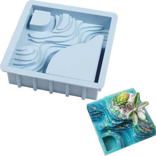 New Silicone Mold Terrace Shape Concrete Fleshy Flower Pot Candlestick Mold Ceramic Clay Handmade 3D DIY Crafts Ceramic Mould