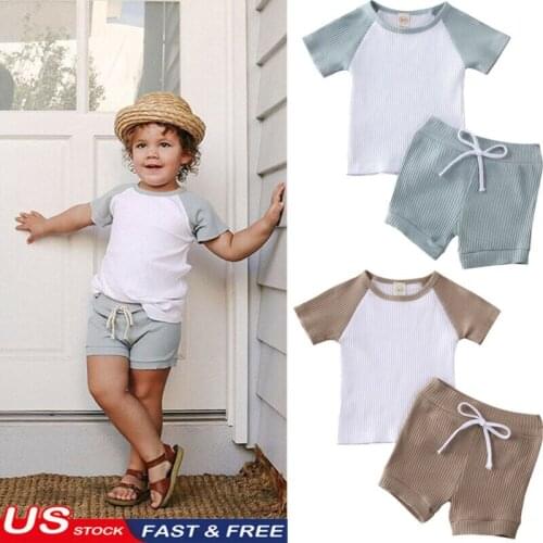 Pudcoco Newborn Kids Baby Boys Gilrs Clothes Summer Patchwork Tops T-shirt Shorts Pants Shorts 2pcs Kids Outfits Clothes Set