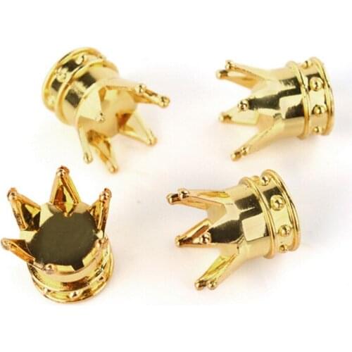 4pcs Gold Crown Shaped Tyre Wheel Caps Nipple Stem Air Valve Car Tire Auto Truck Motocycle Bike Mtb Dust Dustproof