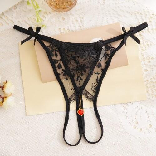 Sexy Lace Transparent Underwear Open Crotch Panties For Sex See-through Hollow Embroidery Women Briefs Erotic Lingerie String