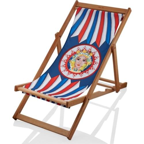 Blue Posıtano Women Face Pattern Lounge Chair