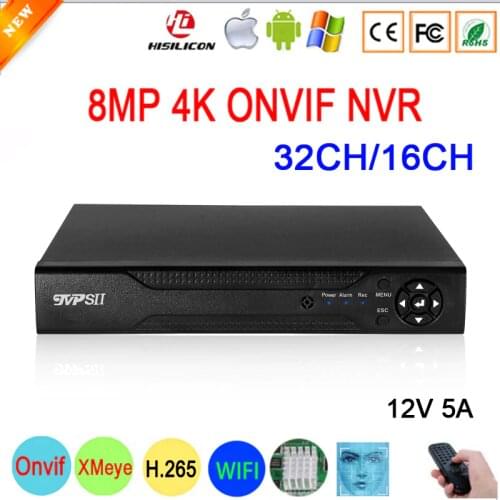 12V 5A Hi3536C 8mp 4K XMeye Surveillance Video Recorder Face Detection Max 14TB H.265+ 32CH 32 Channel Audio Onvif CCTV DVR NVR